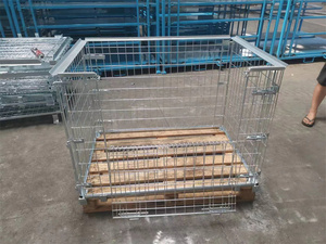 Có thể gập lại dây công nghiệp mạ kẽm kim loại kho lưu trữ lưới lồng <span class=keywords><strong>container</strong></span> - Product Image 6