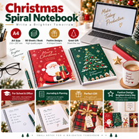 Carnet A4 festif à spirale, 80 feuilles, motif flocon de neige, bloc-notes cadeau de Noël pour l'écriture et le journalisation des fêtes