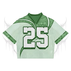 Camiseta clásica de fútbol americano y fútbol personalizada para hombre, malla cuadrada recortada de gran tamaño con técnicas impresas - Product Image 2