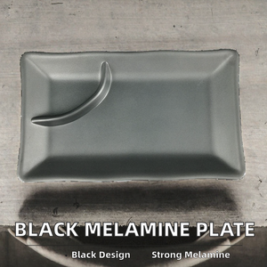 Plato Rectangular de Melamina Negra para Sushi, Plato para Aperitivos Japoneses con Compartimento para Salsa, Bandeja para Servir en Restaurantes, 7.8 Pulgadas - Product Image 2
