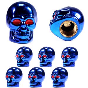 Skull Valve <b>Cap</b> Blue Red Eyes Copper Core American <b>Stem</b> Tire Accessory - Product Image 1