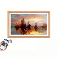 Bingkai Foto Digital LCD Matte AG Kayu Solid Full HD 21,5 inci LED Smart TV Jam WiFi AVI/MP3 Video Rumah/Kantor