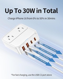 Regleta de Carga USB Blanca con Cables Retráctiles para Laptop, Tablet y Teléfono, Montable en Pared - Product Image 4