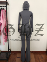 Ensemble Personnalisé Femme Tenue Deux Pièces Basique : Sweat à Capuche et Pantalon Évasé, Veste Zippée et Pantalon Skinny Évasé, Survêtement de Jogging