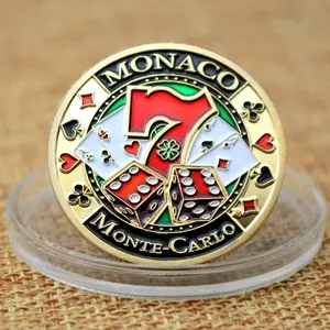 Nhà Máy Trực Tiếp Đồng Xu Nghệ Thuật Lưu Niệm/Đồng Xu Vàng Với Men Mềm/Monaco Poker Coin