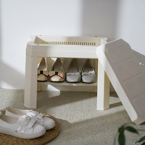 Bathroom <b>Stool</b> White <b>Plastic</b> Anti Slip 41.5x23.5x36 Cm For Bath Toilet Use - Product Image 1
