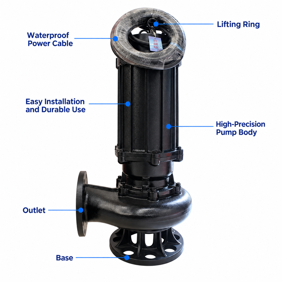 WQ Cast Iron Submersible Electric Sewage Pump 11KW 380V 220V High ...