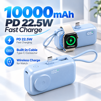 NOUVEAU Style Mini Power Bank 10000mAh 22.5W PD Charge Rapide Câble Type C Intégré Chargeur de Montre Sans Fil Écran LED Portable OEM