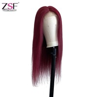 ZSF 1B 99j Wig Warna Merah Burgundy, Rambut Manusia Grosir Gelombang Tubuh Renda Depan Wig Rambut Brasil Perawan dengan Rambut Bayi