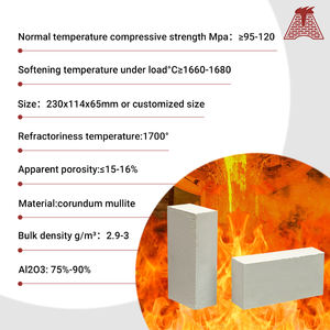 Fırın astarı ve fırın yapımı için yüksek sıcaklı<span class=keywords><strong>k</strong></span> dayanımı endüstriyel mullit refrakter tuğla - Product Image 6