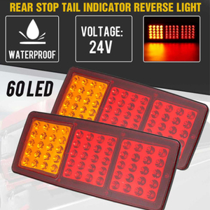 JHS 24V 60LED Phía Sau Dừng Đuôi Chỉ Số Xếp Ánh Sáng Đuôi Đèn Lần Lượt Đèn Tín Hiệu Màu Đỏ Hổ Phách Cảnh Báo Ánh Sáng Cho Xe Tải - Product Image 5