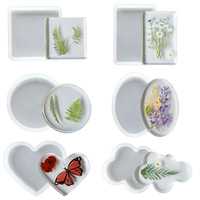 Moules en silicone faits à la main pour sous-verres et plateaux à clés, motifs multiples (petits sous-verres, plateaux, cœurs, nuages), pour bijoux, fabriqués en Chine