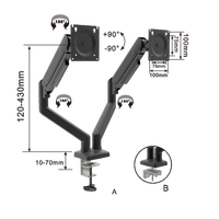 Supports de bureau à écran PC Offre Spéciale réglables Support double double moniteur 32 pouces Angle d'inclinaison maximal 90 degrés Nouveau et en stock