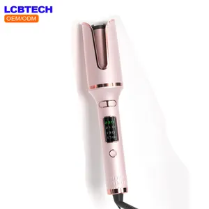 Hot sale LCD display ceramic coating curling iron custom manufacturer 230C 450F wave rotating automatic hair curler