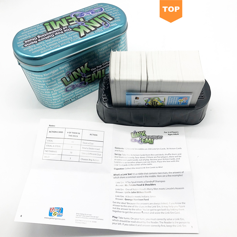 Китайский производитель, высокое качество, напечатанные на заказ игровые карты с жестяной коробкой