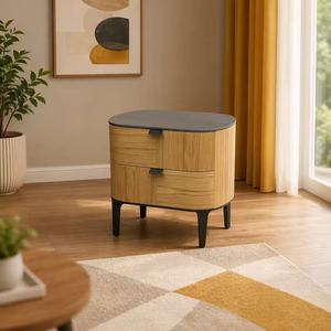 Cross-border bedside <b>table</b>, Italian minimalist high-<b>end</b> solid wood style home bedroom <b>storage</b> cabinet, vintage and elegant - Product Image 1