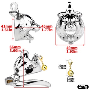Jaula de Castidad con Diseño de Cabeza de Tigre, Orificio Abierto para Orinar, Dispositivo de Bondage para Pene, Bloqueo de Esperma Masculino, Candado de Castidad de Acero Inoxidable, Juguete para Adultos - Product Image 2