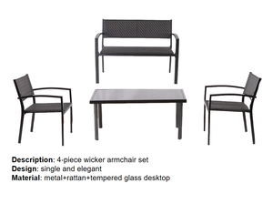 Canapé <span class=keywords><strong>en</strong></span> <span class=keywords><strong>rotin</strong></span> Chaise tissée ajouter une <span class=keywords><strong>table</strong></span> Ensemble <span class=keywords><strong>de</strong></span> fauteuils <span class=keywords><strong>en</strong></span> osier 4 pièces dans un cadre <span class=keywords><strong>en</strong></span> acier Mobilier <span class=keywords><strong>de</strong></span> <span class=keywords><strong>jardin</strong></span> extérieur <span class=keywords><strong>tressé</strong></span> - Product Image 4