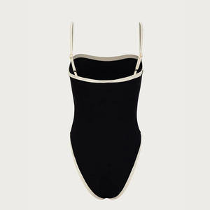 Traje de Baño Enterizo Retro de Color Sólido, con Logotipo Personalizado, Sexy, Transpirable, de Secado Rápido, con Relleno Extraíble, Talla Grande, para Playa - Product Image 6