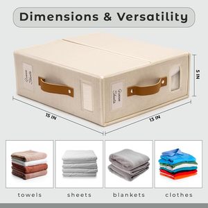 Upgrade Cationic Square Linen Fabric <b>Foldable</b> Bed Sheet Organizers with <b>Storage</b> Cube and Zipper - Product Image 2