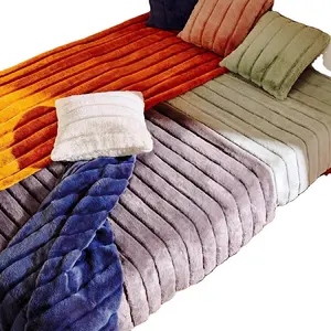 2022 Hot Wholesale 2ply Super Soft printing Polyester korean Raschel Blanket Embossed Cloudy Blankets Throws For Winter