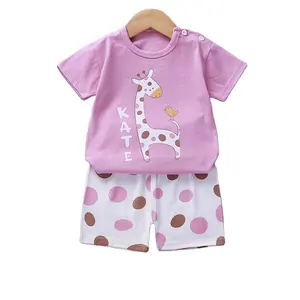 2021 yaz yeni çocuk giyim bebek kız pijama kısa kollu üstleri + şort 2 adet karikatür pijama setleri küçük kızlar pijama