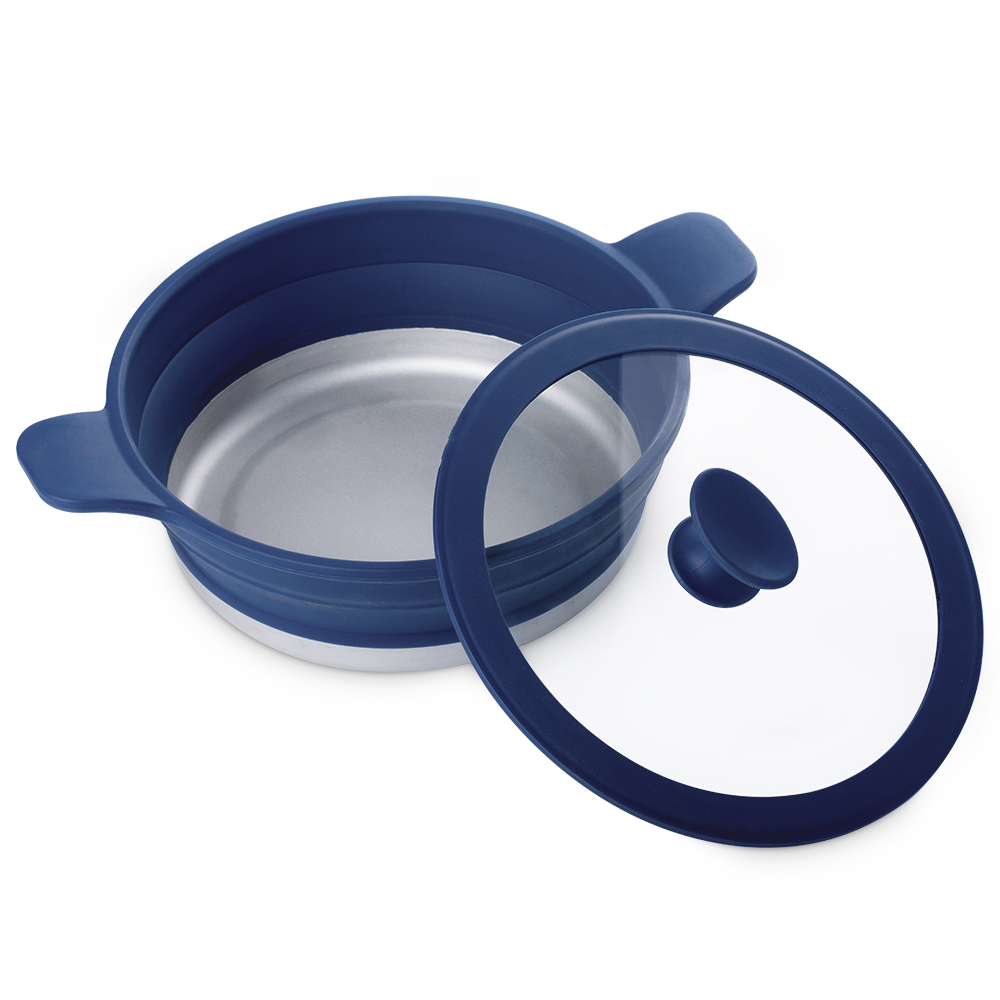 Складная кастрюля для приготовления пищи, компактный дорожный кухонный инструмент, складная кастрюля, со стеклянной крышкой, для супа