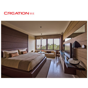 Meubles d'hôtel, ensembles de chambres 5 étoiles, meubles d'appartement d'hôtel Foshan, lit <span class=keywords><strong>king</strong></span> size en bois avec support de télévision - Product Image 1