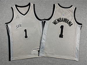 Venta al por Mayor 2026 San <span class=keywords><strong>Antonio</strong></span> 1 # Victor Wembanyama 21 # Tim Duncan 50 # David Robinson 4 # Zorro 5 # Camiseta de Baloncesto con Bordado de Castillo - Product Image 6