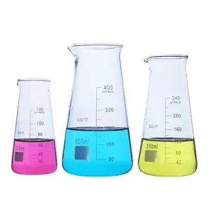 Fourniture de 100ml 250ml 500ml bécher conique en verre borosilicaté pour l'école et le laboratoire