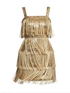 Vestido de Noche Elegante para Mujer con Flecos de Lentejuelas y Tirantes Finos, Inspiración Dalarna Third Parts Restaurant - Product Image 3