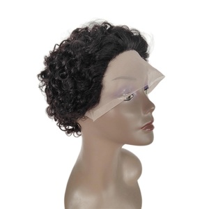 Perruque <span class=keywords><strong>Rose</strong></span> bouclée Bob courte coupe <span class=keywords><strong>de</strong></span> lutin dentelle perruque humaine noeuds blanchis dentelle frontale 13x4 Pixie perruque avec des cheveux <span class=keywords><strong>de</strong></span> bébé - Product Image 6