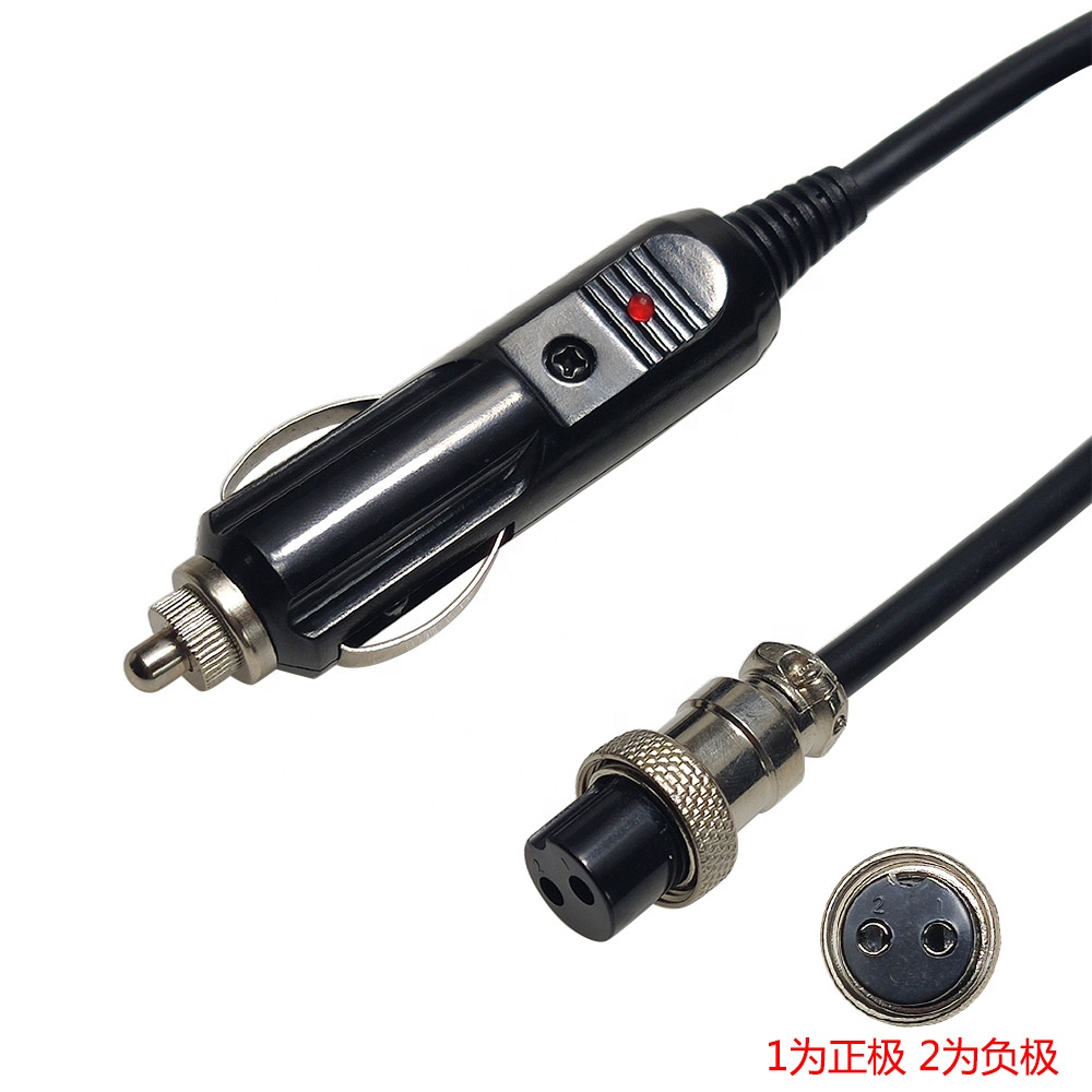Custom GX16 2pin Male Connector to Car Cigarette Lighter Plug