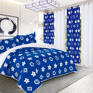 Parure de lit et rideaux assortis prêts à l'emploi, occultants, 6 pièces, imprimés, pour la maison et la chambre à coucher - Product Image 3