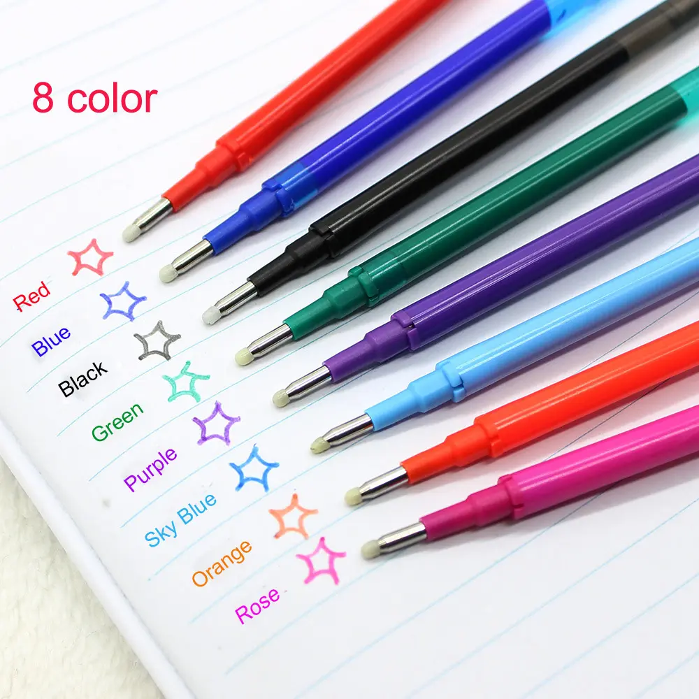 0.7mm Erasable Pen Refill Blue Black 8 Color Ink Erasable Pens Refill Rods Writing School Office Supplies Stationery