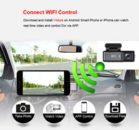 Caméra embarquée avant et arrière 4K+1080P, caméra embarquée pour voiture, WiFi intégré, GPS, surveillance de stationnement 24h/24, capteur G
