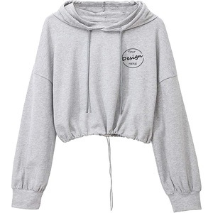 Vente en gros Hiver Tie Dye Surdimensionné Cordon Ourlet recadrée Sweats à capuche légers Femmes Nouveau Style Impression bouffante personnalisée Street Wear - Product Image 5