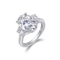 Bague en moissanite ovale à 3 pierres 10 carats, Bague en moissanite en argent 925, Bague de fiançailles en moissanite pour mariée, cadeau d'anniversaire, demande en mariage