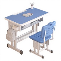 Ensemble de mobilier scolaire à prix direct usine : Bureau et chaise ergonomiques pour étudiant, hauteur réglable, robuste, en métal et bois