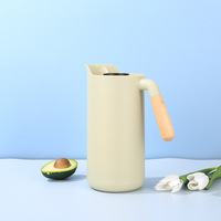 Poignée en bois Style Fabricant Thermos Double Paroi Verre Pichet À Vide Glace Boissons Thé Cafetière Fiole À Vide