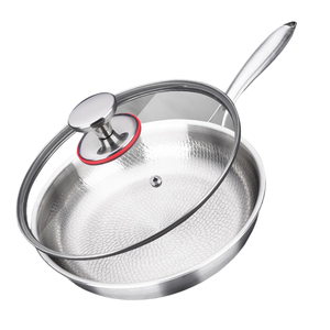 Padella in Titanio a 3 Strati con Coperchio, Antiaderente, Manico Ergonomico Martellato, Adatta per Forno, Gas ed Elettrico - Product Image 1