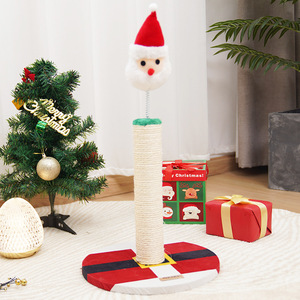 Christmas <b>Cat</b> <b>Scratching</b> <b>Post</b> Sisal 1 Level Santa Claus Design Durable Pet Toy - Product Image 2