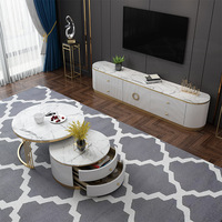 Mobilier de maison moderne de luxe, table basse extensible avec cadre en acier inoxydable doré