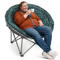 Chaise de camping ronde pliable XXL surdimensionnée, super confortable, rembourrée, chaises de camping Moon, chaises de jardin robustes pour adultes