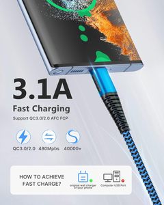สายชาร์จเร็ว USB C สำหรับ <span class=keywords><strong>iPhone</strong></span> <span class=keywords><strong>15</strong></span> Pro Max <span class=keywords><strong>PLUS</strong></span> MacBook 60W 3.1A ไนลอนถักแจ็กเก็ต3/<span class=keywords><strong>6</strong></span>/10Ft TPE 2M สำหรับ <span class=keywords><strong>iOS</strong></span> - Product Image 5