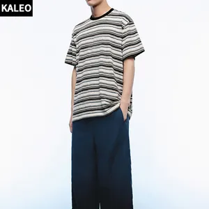 Kaleo Thick Cotton T-shirt Heavyweight T-shirt Oversized Stripe Vintage T-shirts High Quality