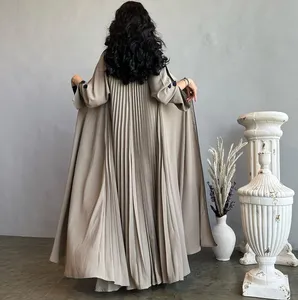 मुस्लिम महिलाओं के लिए अरबी कपड़े महिलाओं के लिए फ्रंट ओपन फैशन ब्लैक लॉन्ग दुबई टर्की अबाया ड्रेस