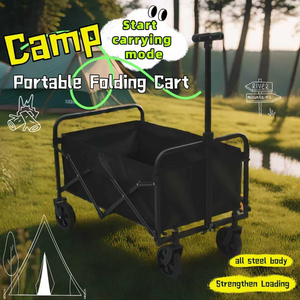 Chariot utilitaire pliable d'extérieur, chariot pliable robuste, roues adaptées au <span class=keywords><strong>camping</strong></span>, au jardin, au travail, aux courses, au stockage compact - Product Image 3