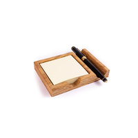 Porte-notes autocollants en bois d'acacia, distributeur de notes autocollantes de bureau, organisateur de notes autocollantes 8*8, rangement en bois pour papier à notes.