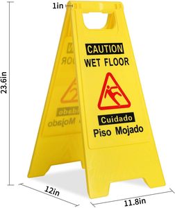 Señal de Advertencia de Piso Mojado Amarilla de Doble Cara de Plástico, Letrero de Advertencia de Piso Mojado Amarillo - Product Image 5